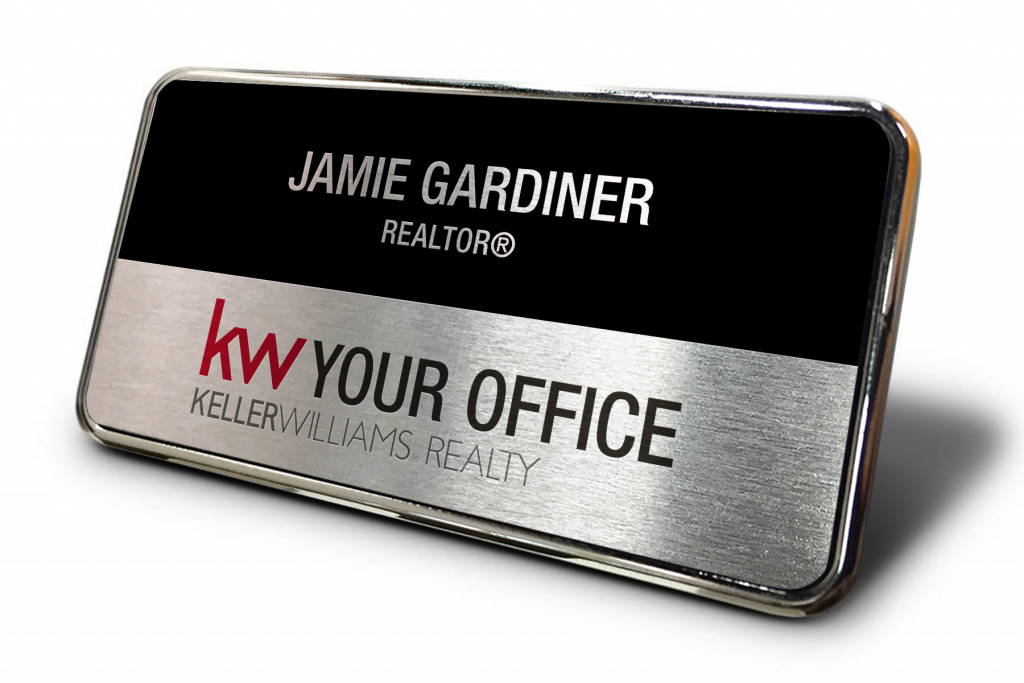 Framed Name Tag - Black/Silver 1.5x3
