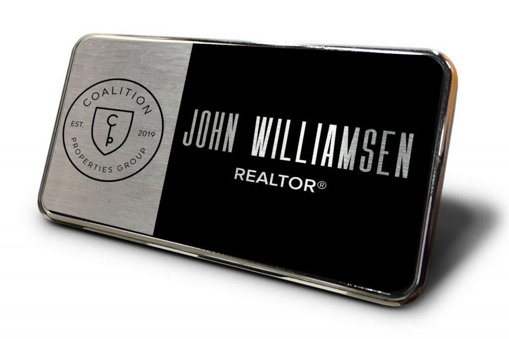 Coalition | Framed Name Tag - Silver/Black Block 1.5x3