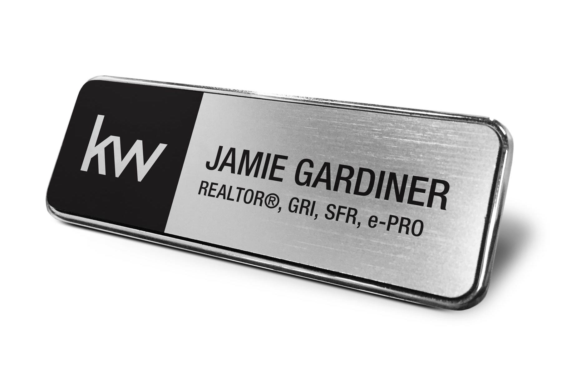 Framed Name Tag - Black/Silver 1x3 Name Tag