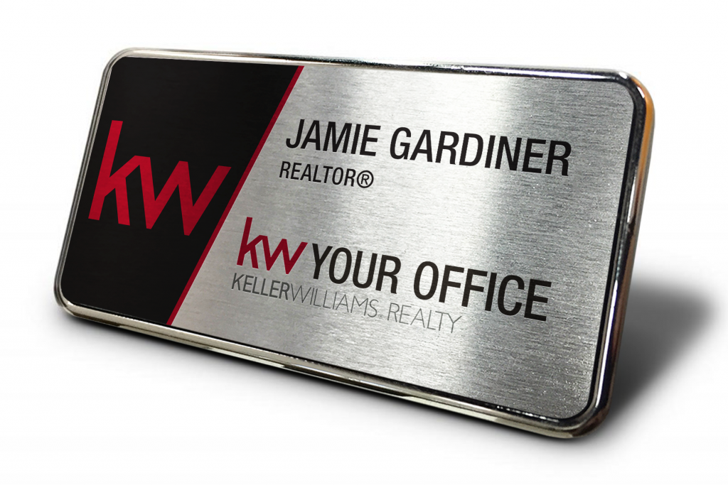 Framed Name Tag - Red/Black 1.5x3 Geo Name Tag