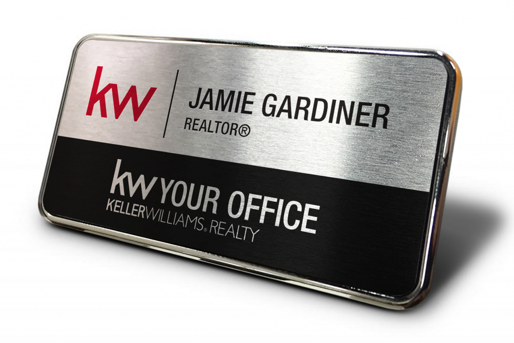 Framed Name Tag - Silver/Black 1.5x3
