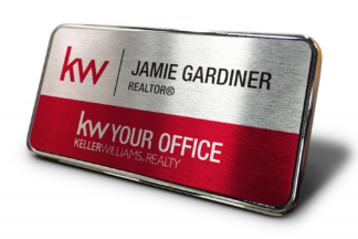 Framed Name Tag - Silver/Red 1.5x3