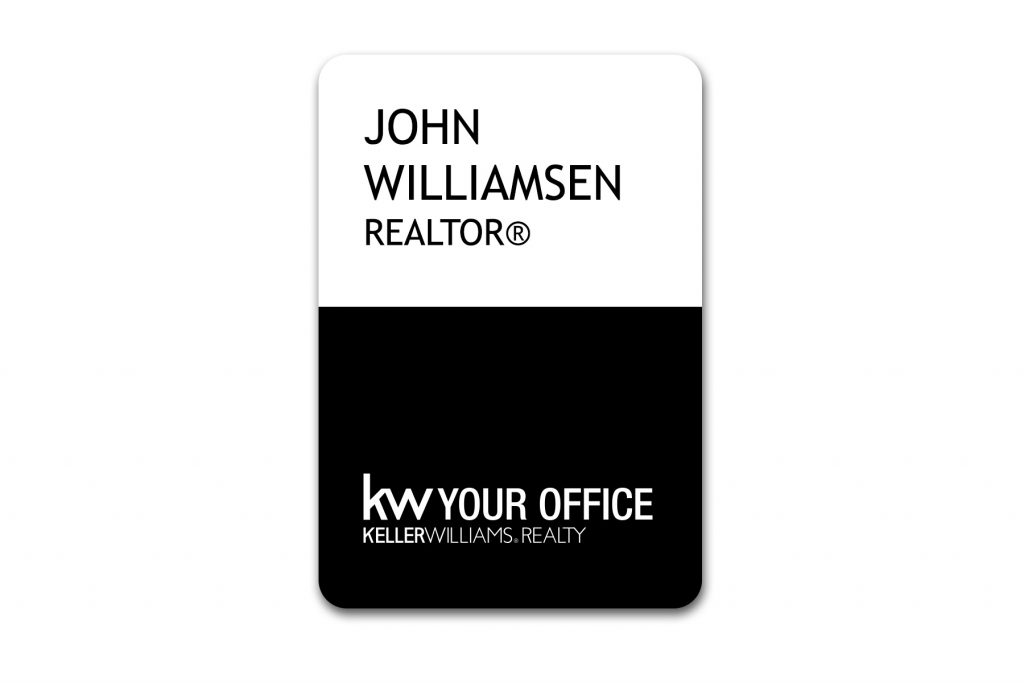 White/Black Split Name Tag (Vertical)
