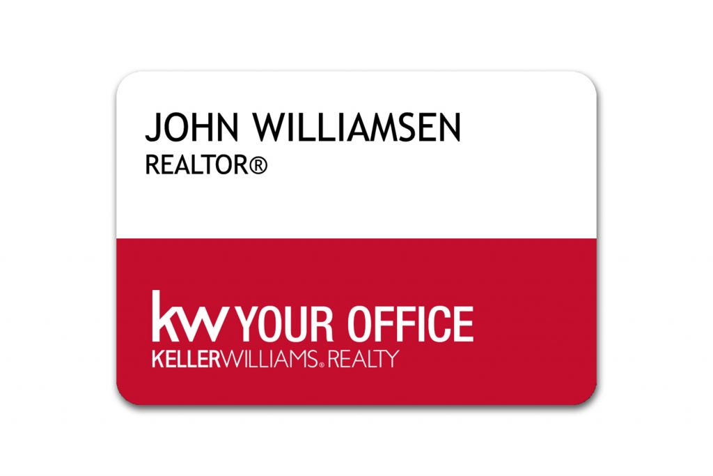 White/Red Split Name Tag (Horizontal)