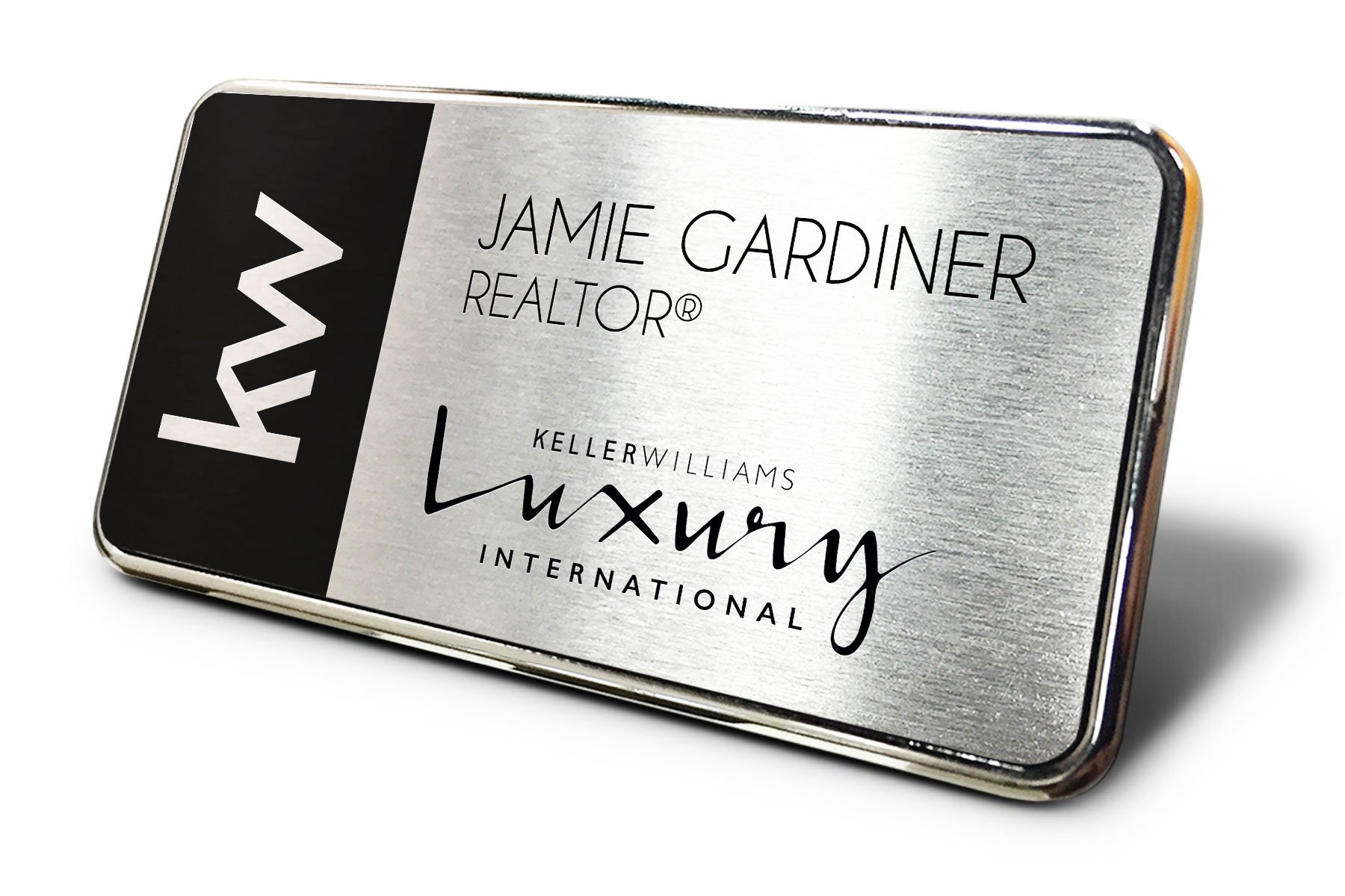 KWMB | Framed Name Tag - Black/Silver Block 1.5x3