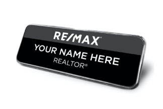 Framed Name Tag - Black/Silver RE/MAX 1x3 Name Tag