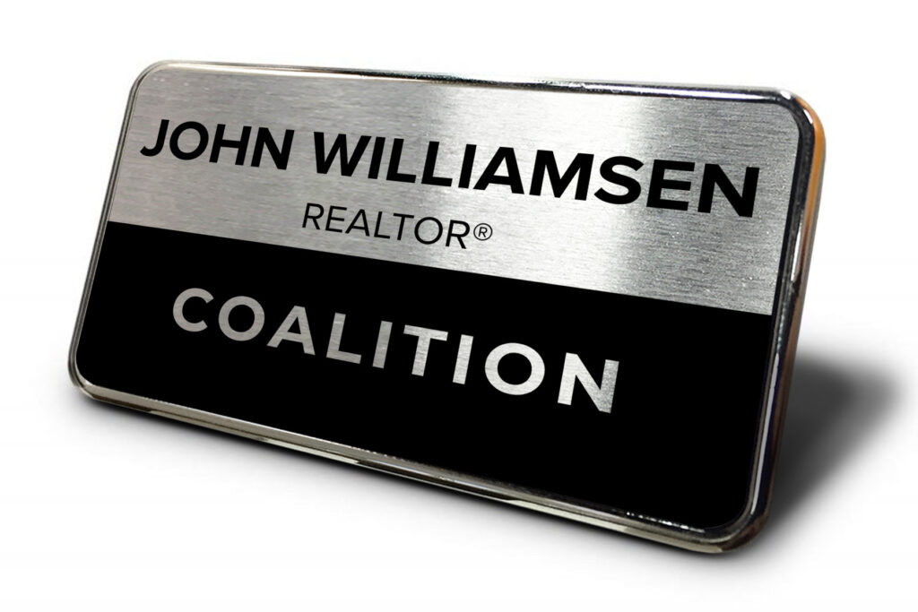 Coalition | Framed Name Tag - Silver/Black 1.5x3