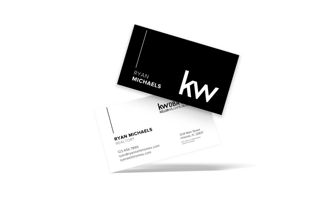 Horizontal White/Black w/ Lines KW Business Card