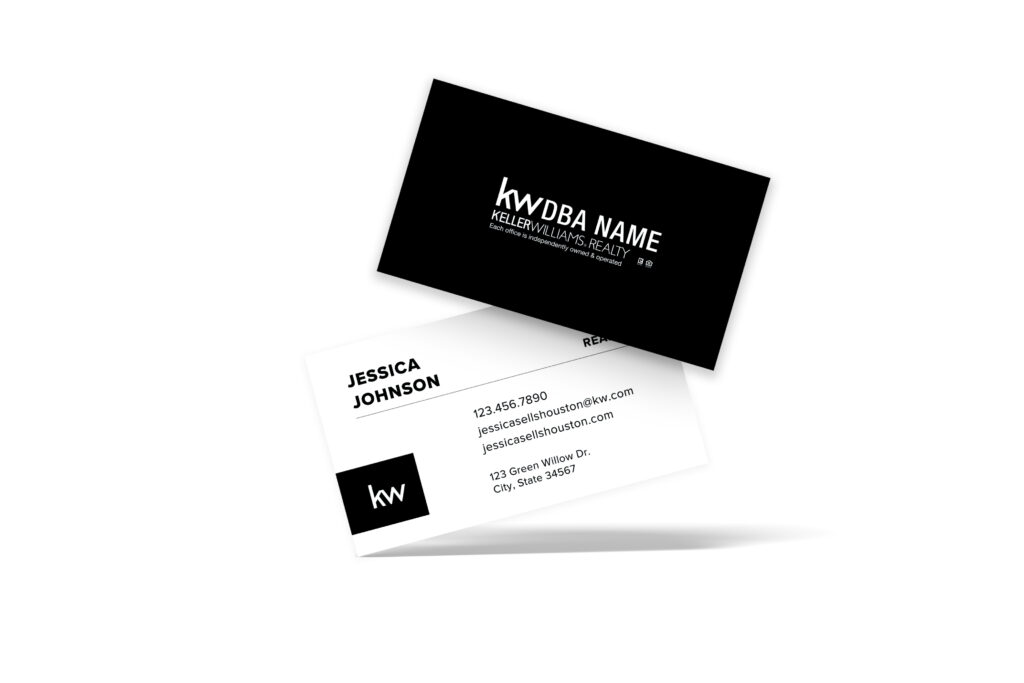 Horizontal White/Black w/ Boxed Logo KW Business Card