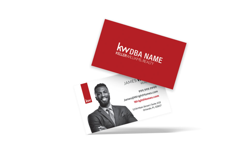 Horizontal White/Red KW Business Card w/ Headshot